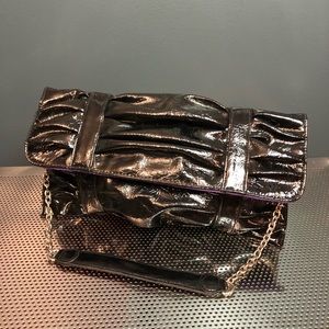 Daisy Fuentes Black Patent Leather Shoulder Bag